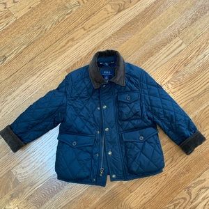 Polo Ralph Lauren Boys Quilted Full Zip Jacket Coat Navy Blue Size 5